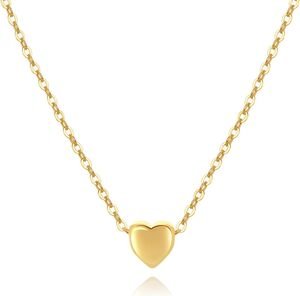 Tiny Gold Heart Choker Necklace,Dainty Cute Initial Heart Pendant Necklace,Rose Necklace