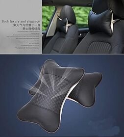 Pack of 2 car neck pillow breathable auto head neck rest cushion relax neck support headrest comfortable soft pillows for travel car seat & home [black]