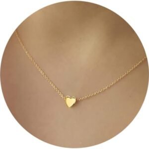 Tiny Gold Heart Choker Necklace,Dainty Cute Initial Heart Pendant Necklace,Rose Necklace